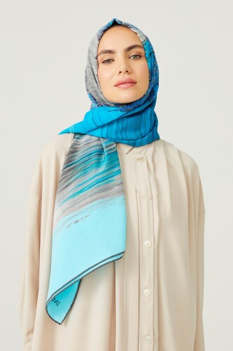 About the Horizon Silk Scarf Blue - 2