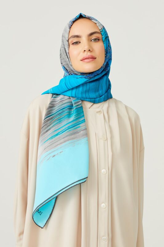 About the Horizon Silk Scarf Blue - 2