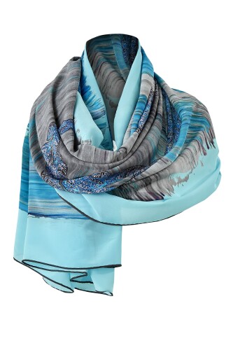 About the Horizon Silk Scarf Blue - 7