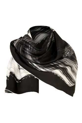 About the Horizon Twill Silk Scarf Black - 7