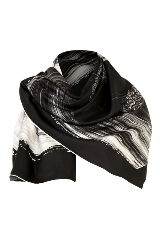 About the Horizon Twill Silk Scarf Black - 7