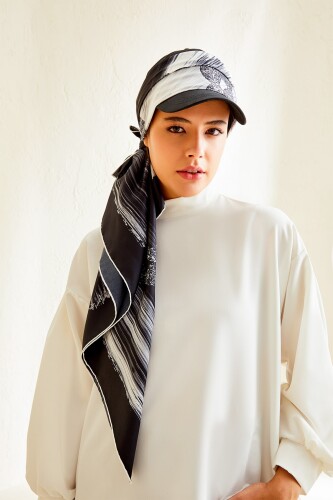About the Horizon Twill Silk Scarf Black - 2