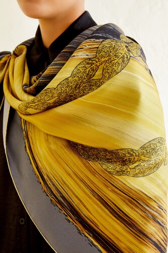 About the Horizon Twill Silk Scarf Grey - 6