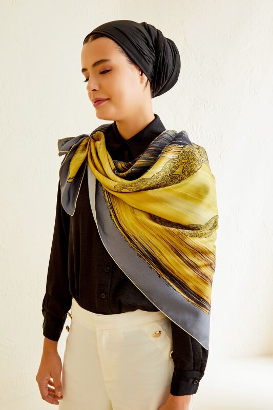 About the Horizon Twill Silk Scarf Grey - 8