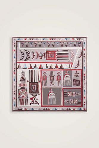 Afrika Haki/Gri-Kırmızı Çift Taraflı Tivil İpek Eşarp 94x94 - Imannoor (3)