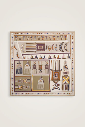 Afrika Haki/Gri-Kırmızı Çift Taraflı Tivil İpek Eşarp 94x94 - Imannoor (1)