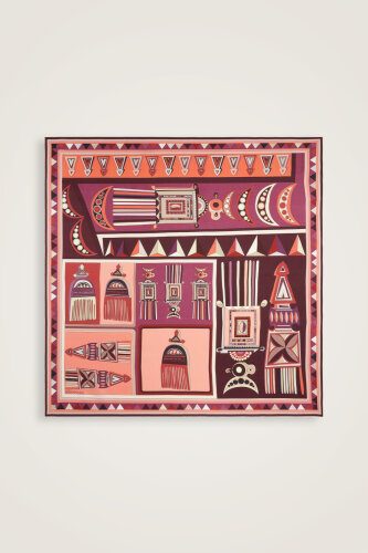 Afrika Turuncu-Gül Kurusu Çift Taraflı Tivil İpek Eşarp 94x94 - Imannoor (3)