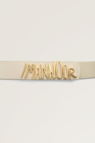 Altın Tokalı Krem Deri Kemer - Imannoor (3)