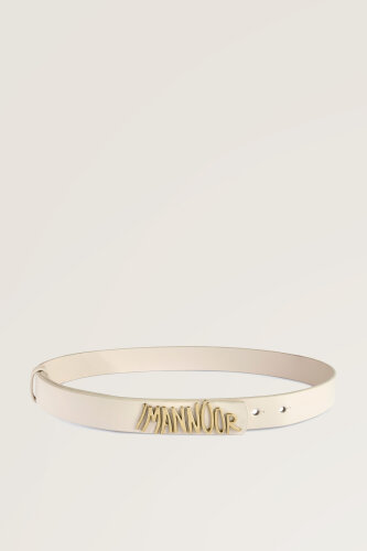 Altın Tokalı Krem Deri Kemer - Imannoor (1)