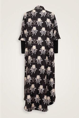 Aşk Triko Kollu Siyah Tivil İpek Kimono - Imannoor (1)