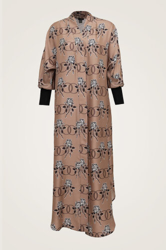 Aşk Triko Kollu Vizon Tivil İpek Kimono - Imannoor (1)