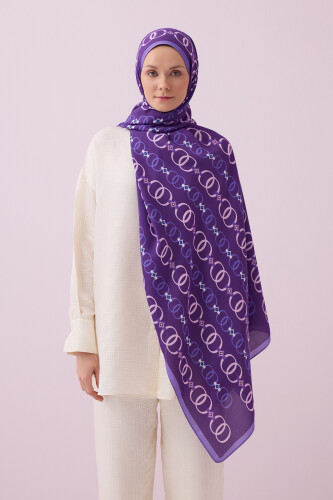 Baklava Noor Mor Floş Viskon Şal 70x210 - Imannoor