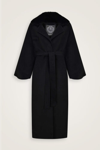 Balon Kol Siyah Palto - Imannoor