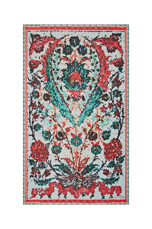 Baloon Mosaic Silk Shawl Red - 1