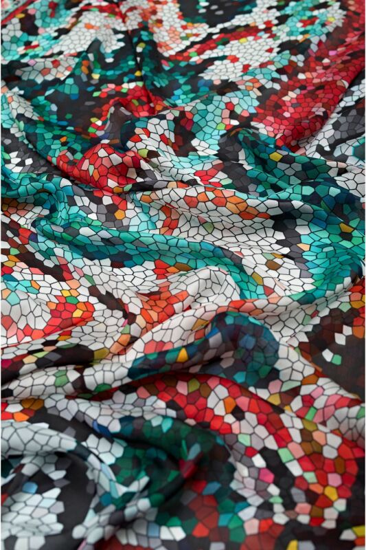 Baloon Mosaic Silk Shawl Red - 3