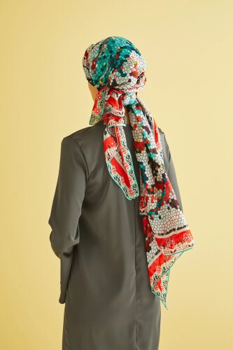 Baloon Mosaic Silk Shawl Red - 4