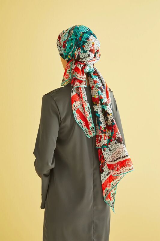 Baloon Mosaic Silk Shawl Red - 4