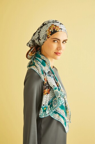 Baloon Mosaic Silk Shawl Yellow - 2