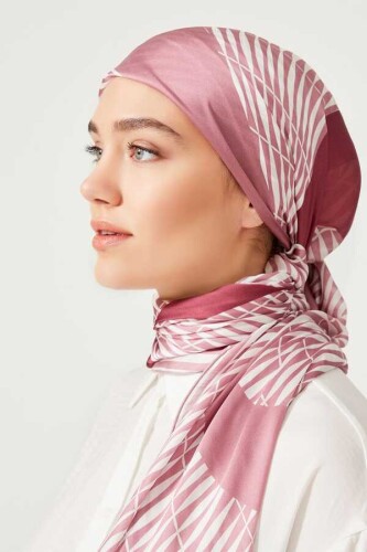 Bambu OO Mürdüm Şifon İpek Eşarp - 4