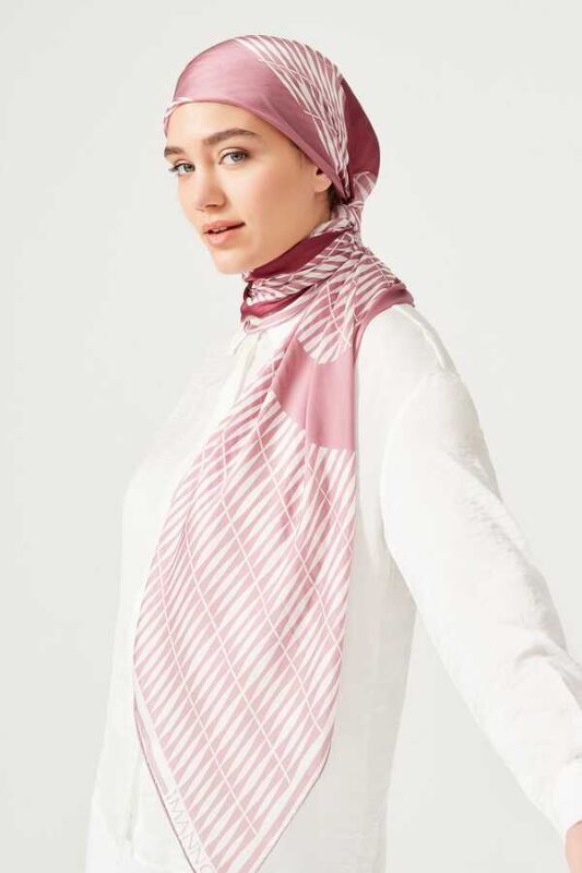 Bambu OO Mürdüm Şifon İpek Eşarp - 2