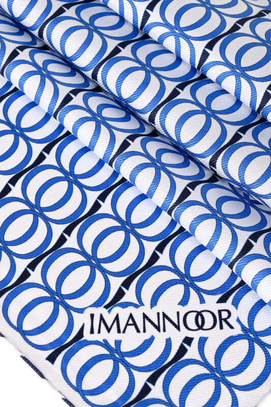 Bambunoor Mavi Tivil İpek Eşarp 90x90 - 4