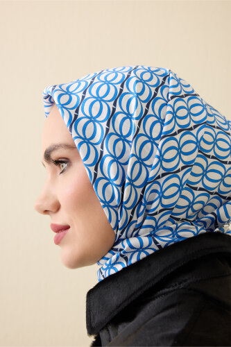 Bambunoor Mavi Tivil İpek Eşarp 90x90 - 1