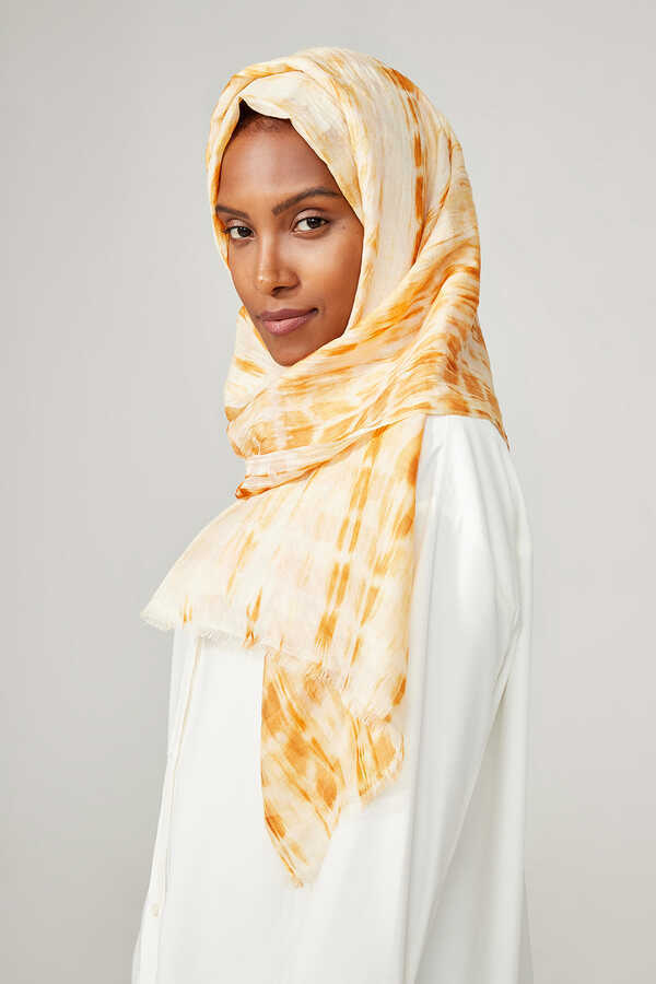 Batik Silk Shawl Orange Imannoor