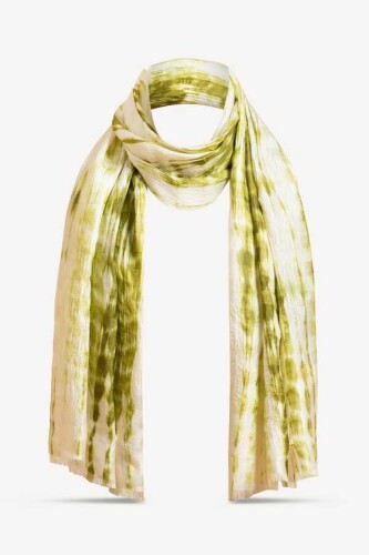 Batik Yosun Yeşili İpek Şal - 5