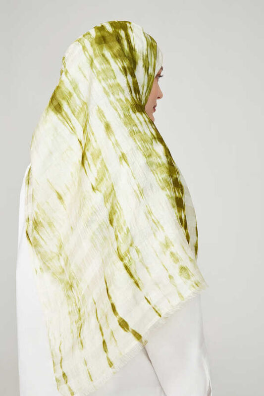 Batik Yosun Yeşili İpek Şal - 4