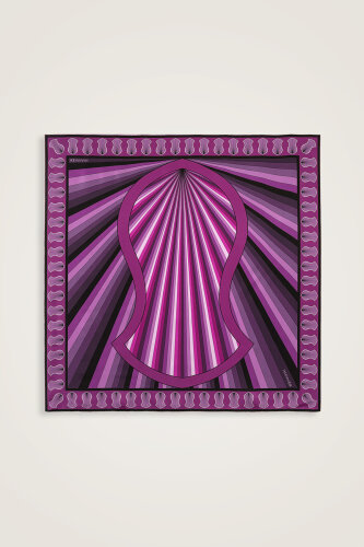 Beloved's Footprint Purple-Fuchsia Twill Silk Scarf 