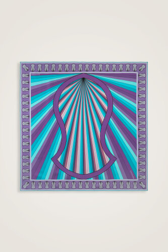 Beloved's Footprint Purple-Turquoise Twill Silk Scarf 