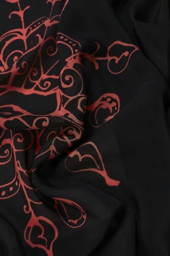 Bird Basket Silk Shawl Black - 3