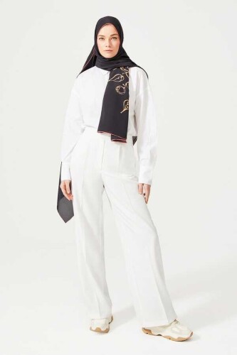 Bird Basket Silk Shawl Black - 4