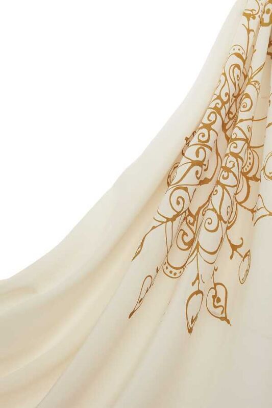 Bird Basket Silk Shawl Cream - 5