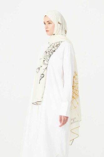 Bird Basket Silk Shawl Cream - 6