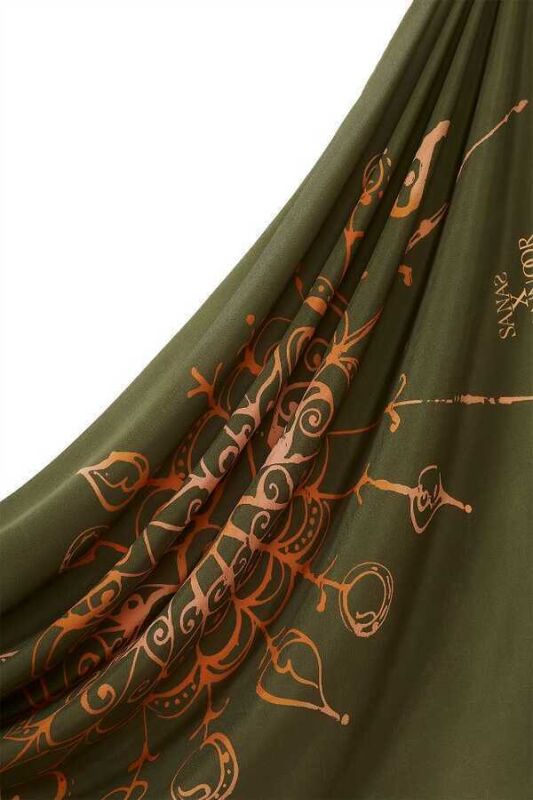 Bird Basket Silk Shawl Green - 5