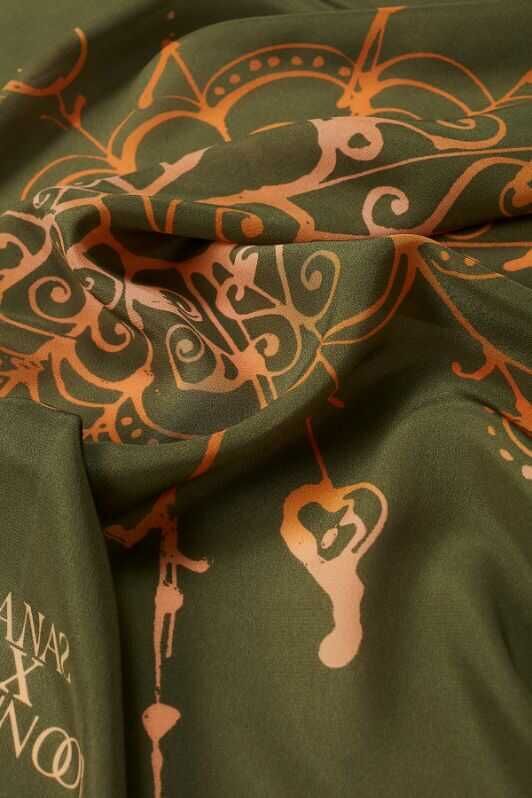 Bird Basket Silk Shawl Green - 3