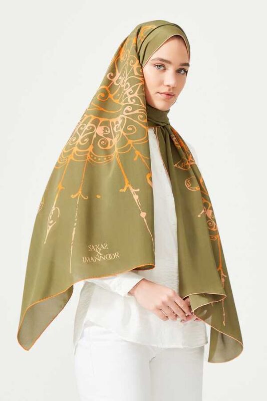 Bird Basket Silk Shawl Green - 2