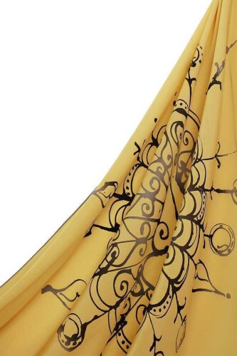 Bird Basket Silk Shawl Yellow - 5