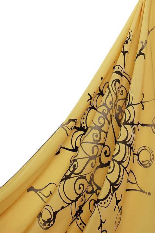 Bird Basket Silk Shawl Yellow - 5