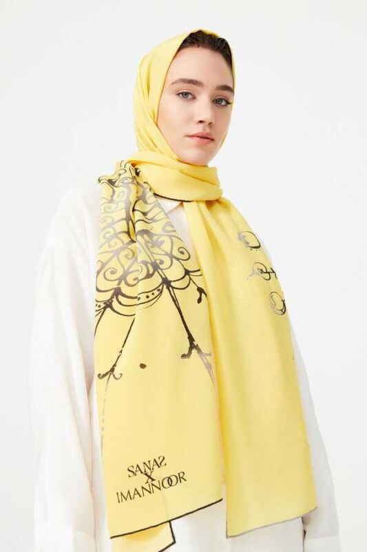 Bird Basket Silk Shawl Yellow - 4