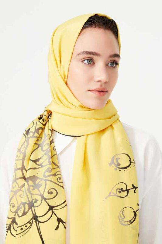 Bird Basket Silk Shawl Yellow - 2
