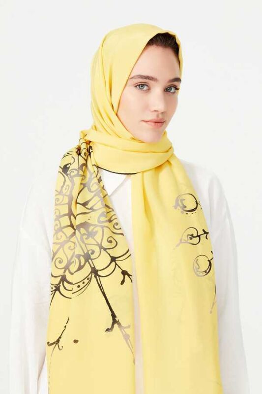 Bird Basket Silk Shawl Yellow - 6
