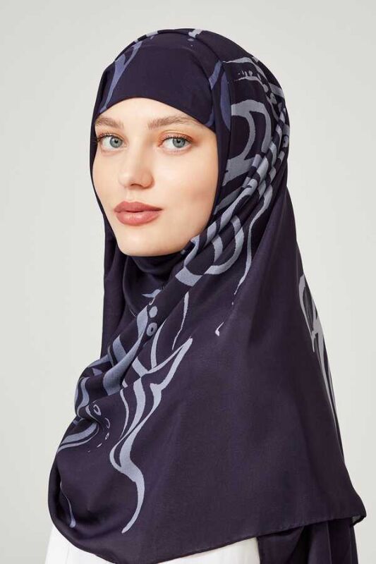 Birds of Sea Silk Shawl Dark Navy - 4