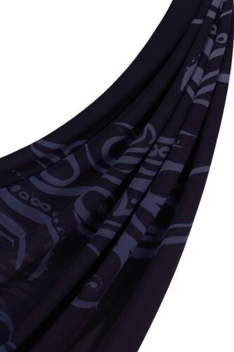 Birds of Sea Silk Shawl Dark Navy - 5