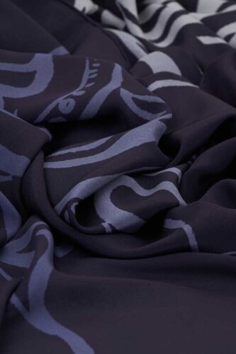 Birds of Sea Silk Shawl Dark Navy - 3