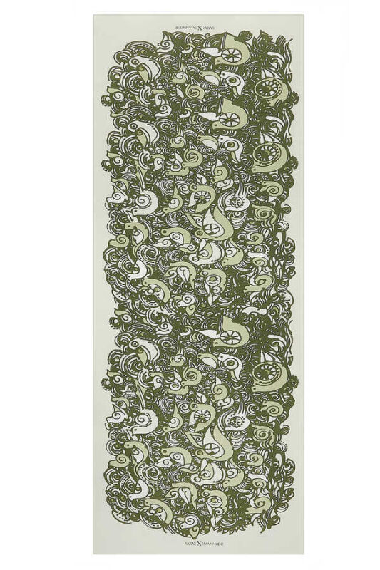 Birds Silk Shawl Green - 1