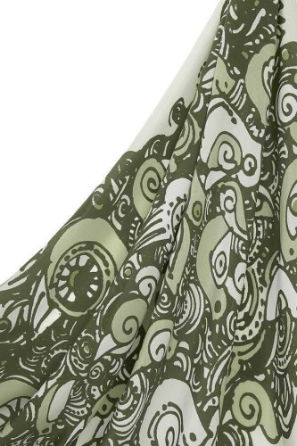 Birds Silk Shawl Green - 5