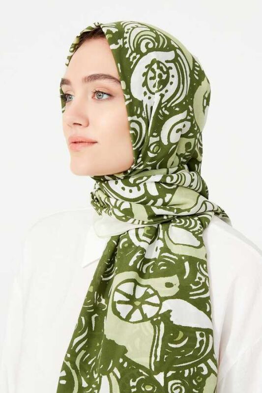 Birds Silk Shawl Green - 4