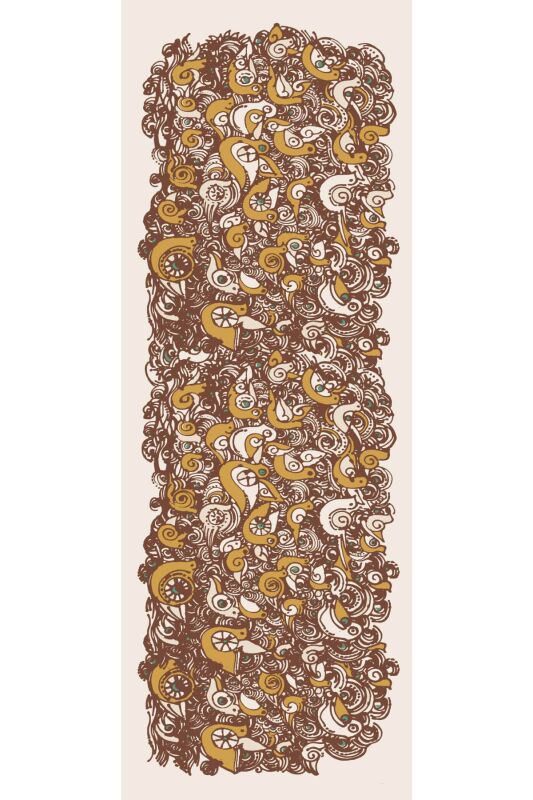 Birds Silk Shawl Mink - 1